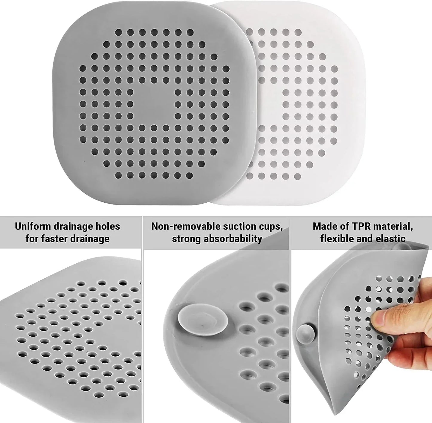 Silicone Drain Hair Catcher & Sink Strainer - Universal Anti-Clog Plug Stopper for Shower, Bathtub & Kitchen - Durable Multi-Functional Filter