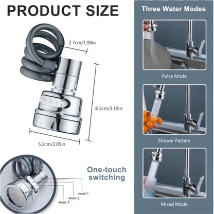 Flexible 360° Swivel Faucet Extension | Splash-Proof Multi-Mode Tap Sprayer | Universal Water-Saving Filter Tube for Easy Sink Cleaning