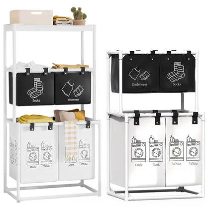 Vertical Multi-Level Laundry Hamper | Space-Saving 2 or 3-Tier Clothes Sorter | Waterproof Storage Basket for Bathroom, Laundry Room & Dorms