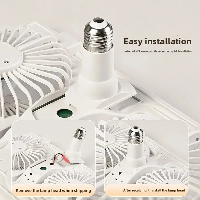 Dual Fan LED Ceiling Fan Light E27 Screw Base Silent Large Airflow Lamp for Bedroom Kitchen Home