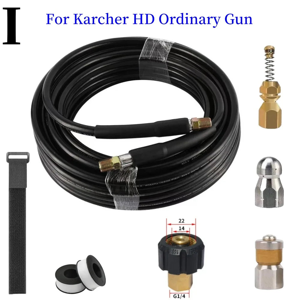 Sewer Cleaning Hose Pressure Hose High-Pressure Cleaning Machine Nozzle Pipeline Cleaning Nozzle, for Karcher Interskol Nilfisk