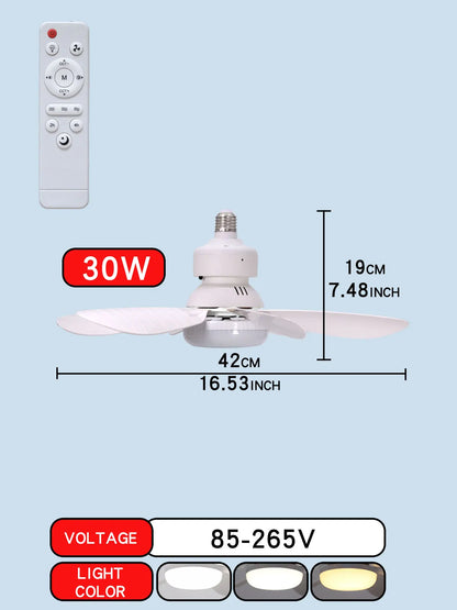 LED 30W or 40W Ceiling Fan Light E27 with Remote Control for Dimming, Suitable for Living Room, Study, Household  Use 85-265V