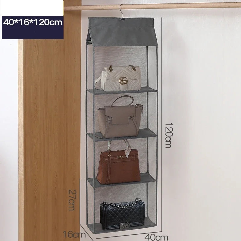 Stackable Handbag Storage Case | Multi-Slot Space-Saving Purse Organizer for Wardrobe | Foldable Oxford Fabric Bag with Easy-Access Design