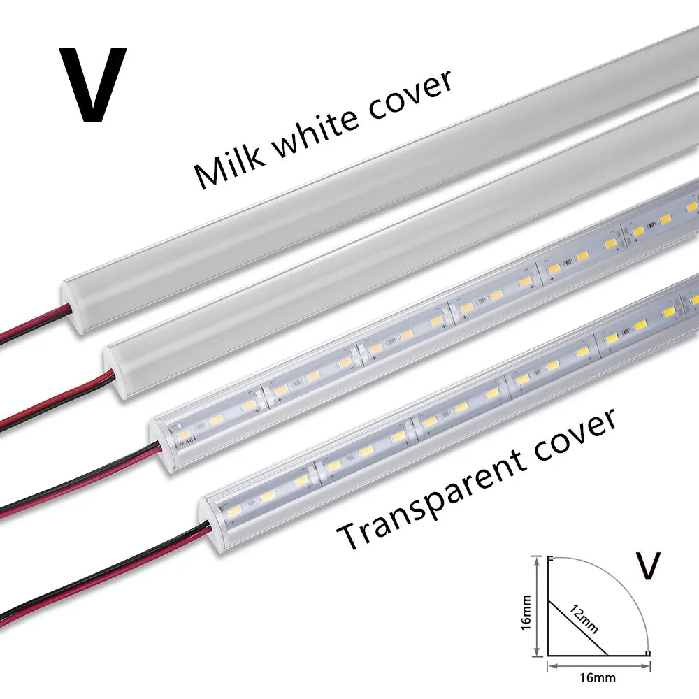 Premium LED Aluminum Channel & Light Bar Set | 50cm Rigid Strip Light for Home Decor | U/V-Shape Corner & Flat Mounts | 12V 5730 SMD