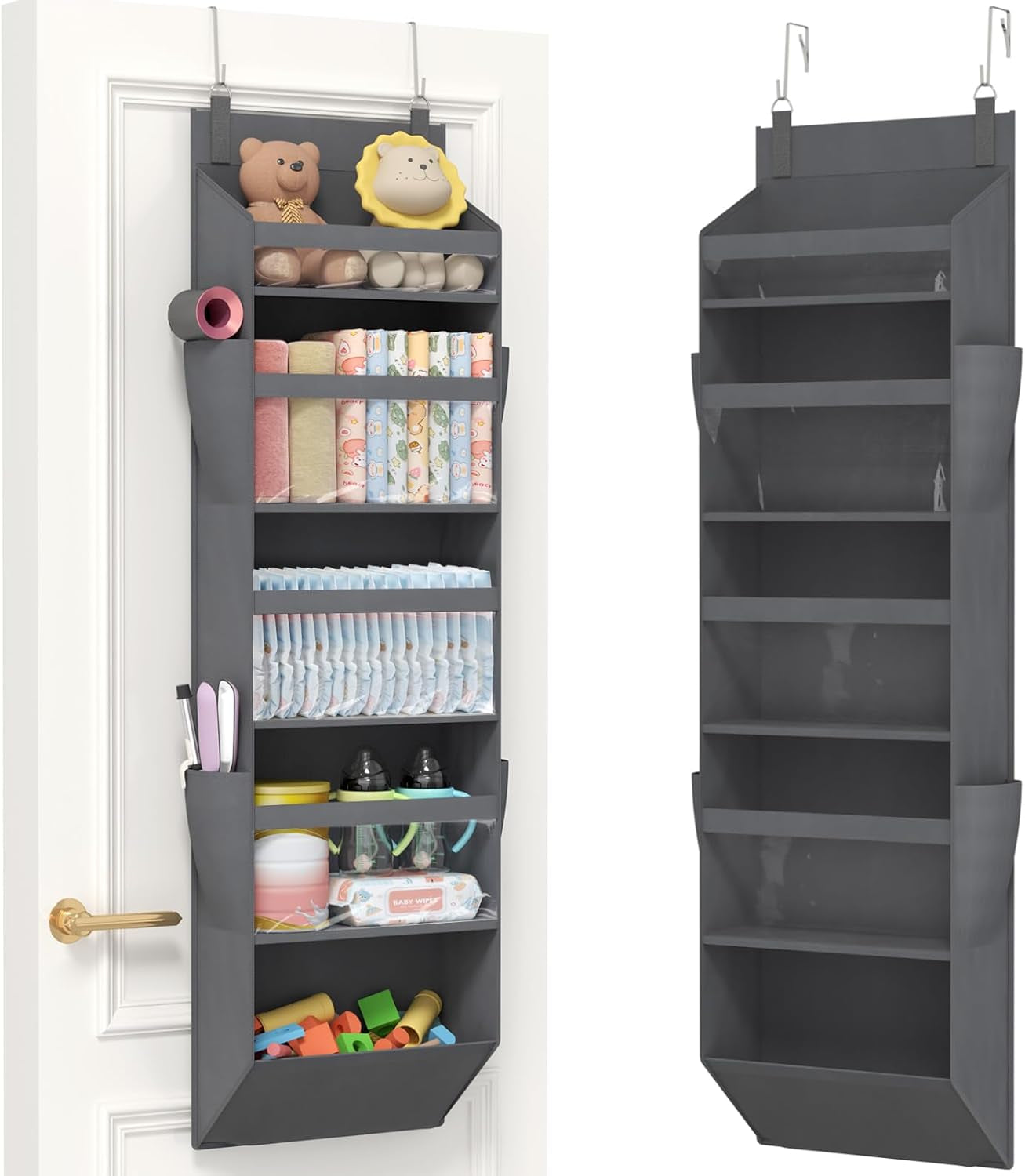 Over the Door Organizer with 5 or 6 or 10 Large Pockets - Hanging Storage Bag for Bedroom, Bathroom & Nursery - Heavy Duty Space-Saver