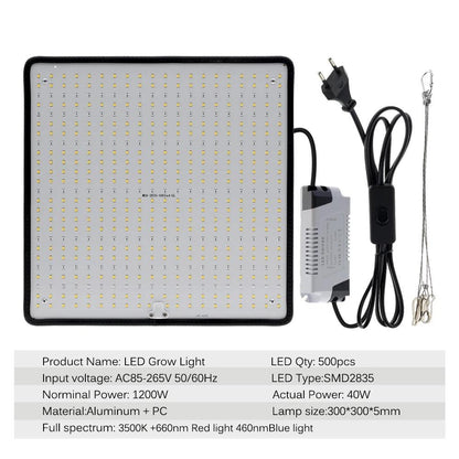 Grow Light 1200W Full Spectrum LED for Indoor Plant Growth 4X4 Ft Coverage Area